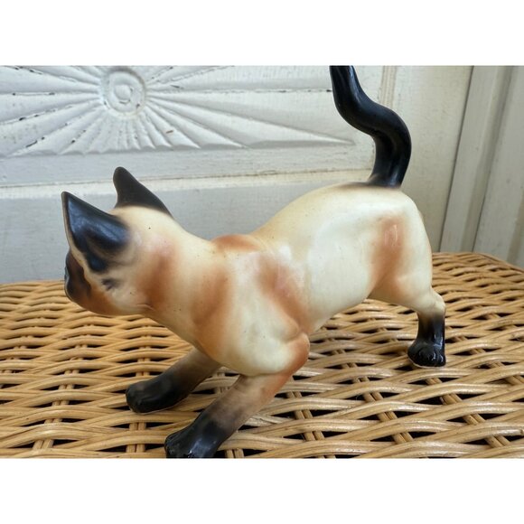 Vintage MCM Lefton Siamese Cat figurine Pouncing Playful - Picture 3 of 11